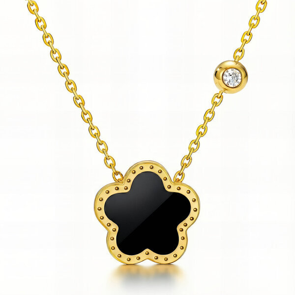"Flower" Necklace, 18K Gold Plated Steel