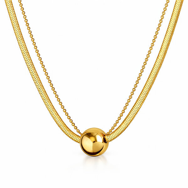Necklace, 18K Gold Plated Steel
