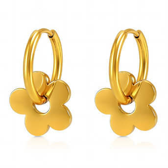 "Flowers" Earrings, 18K Gold Plated Steel