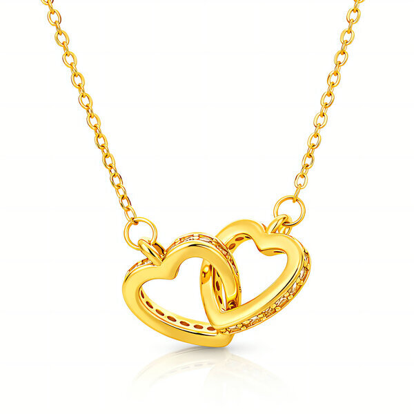 "Hearts" Necklace, 18K Gold Plated Steel