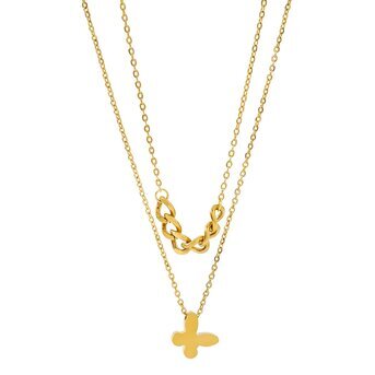 18K gold plated Stainless steel  "Butterfly" necklace, Intensity