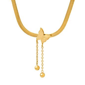 18K gold plated Stainless steel  "Butterfly" necklace, Intensity