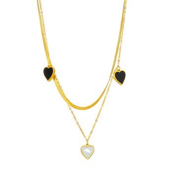 18K gold plated Stainless steel  "Hearts" necklace, Intensity