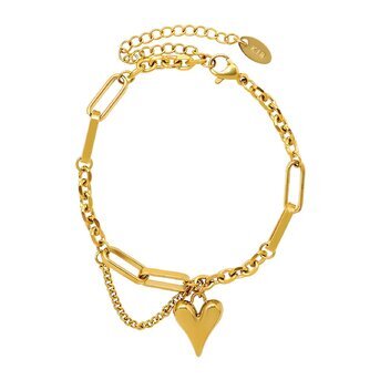 18K gold plated Stainless steel  "Hearts" bracelet, Intensity