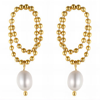 Earrings, 18K Gold Plated Steel