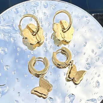 18K gold plated Stainless steel  "Flowers" earrings, Intensity