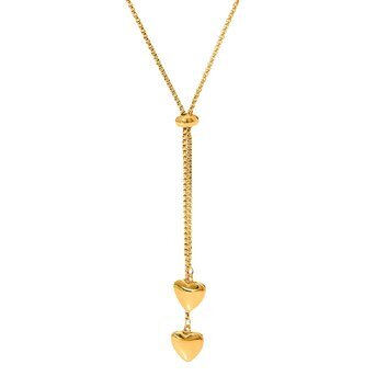 "Hearts" Necklace, 18K Gold Plated Steel