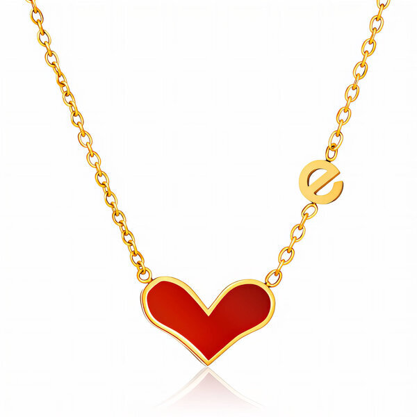 "Heart" Necklace, 18K Gold Plated Steel
