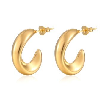 Earrings, 18K Gold Plated Steel