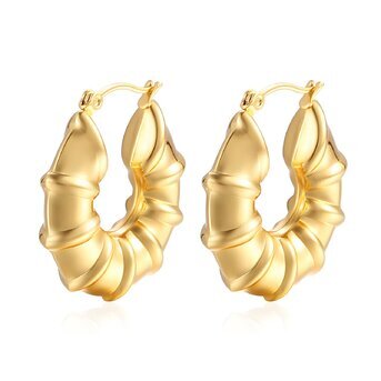 Earrings, 18K Gold Plated Steel