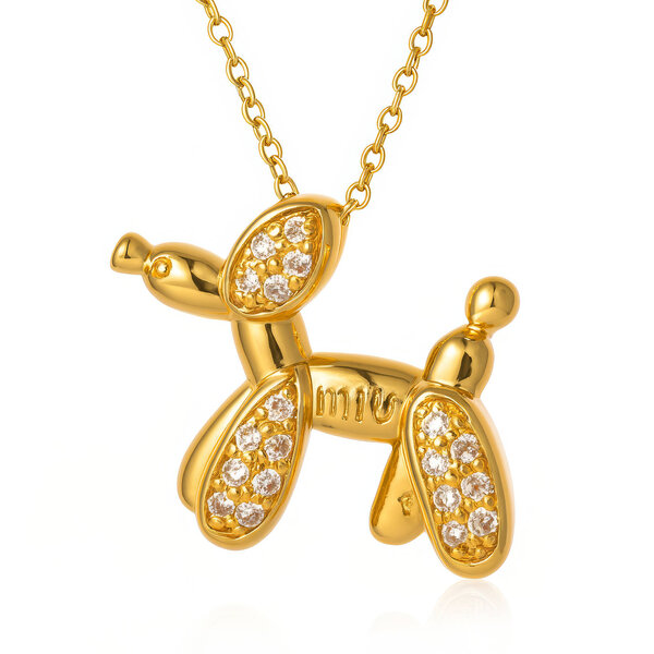 "Dog" Necklace, 18K Gold Plated Steel