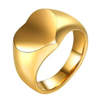 18K gold plated Stainless steel  "Heart" finger ring, Intensity