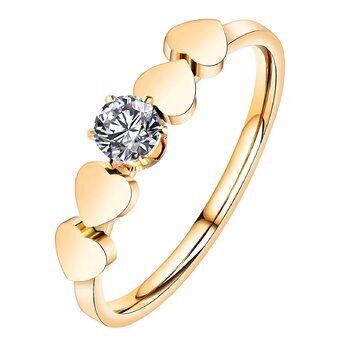 18K gold plated Stainless steel  "Hearts" finger ring, Intensity