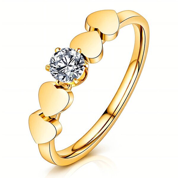 "Hearts" Ring, 18K Gold Plated Steel