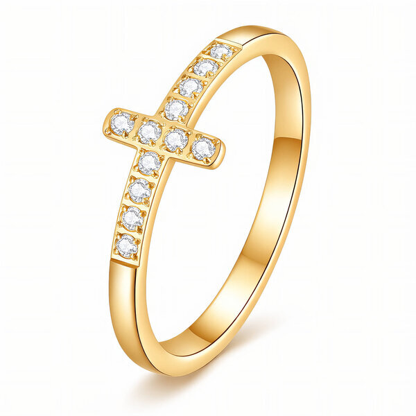 "Crosses" Ring, 18K Gold Plated Steel