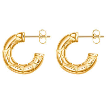 Earrings, 18K Gold Plated Steel