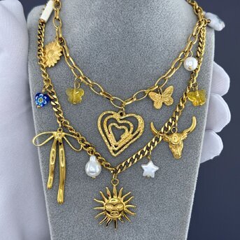 "Heart" Necklace, 18K Gold Plated Steel