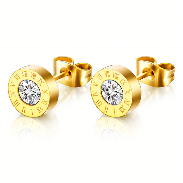 Earrings, 18K Gold Plated Steel