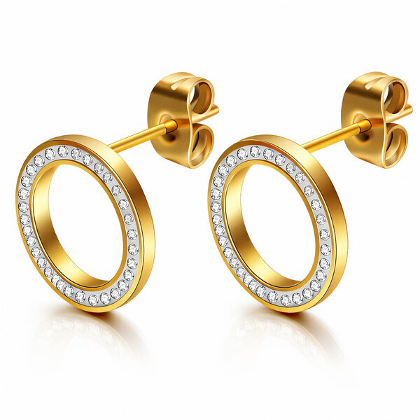 Earrings, 18K Gold Plated Steel