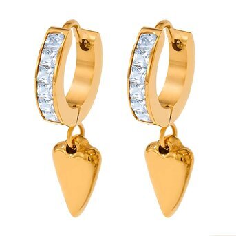 18K gold plated Stainless steel  "Hearts" earrings, Intensity