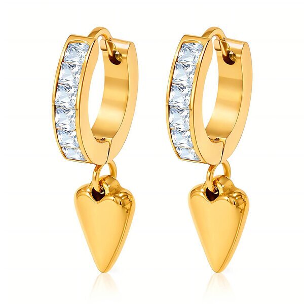 "Hearts" Earrings, 18K Gold Plated Steel