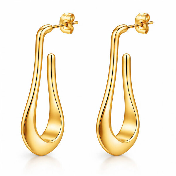 Earrings, 18K Gold Plated Steel