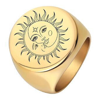 18K gold plated Stainless steel  "The Sun" finger ring, Intensity