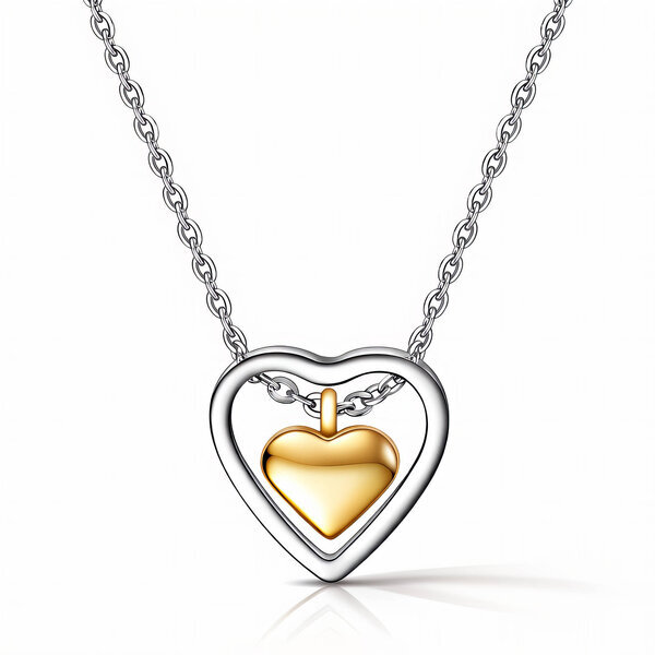 "Hearts" Necklace, 18K Gold Plated Steel