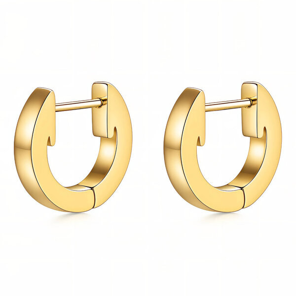 Earrings, 18K Gold Plated Steel