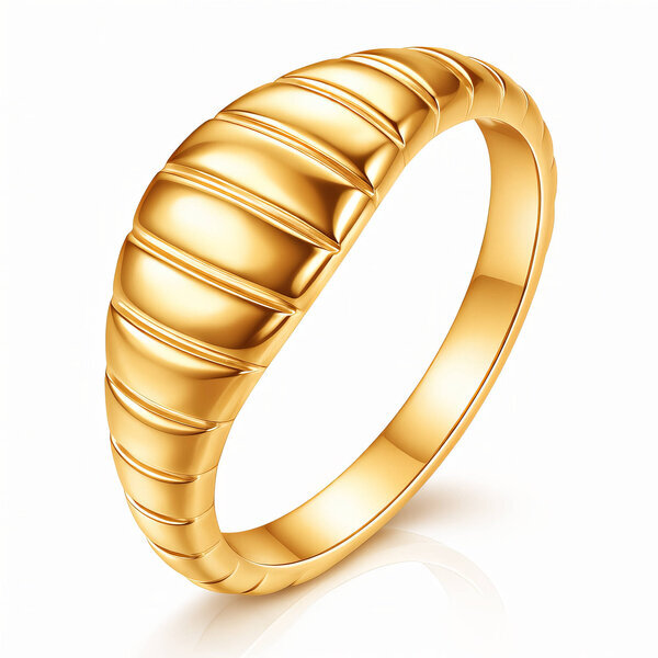Ring, 18K Gold Plated Steel