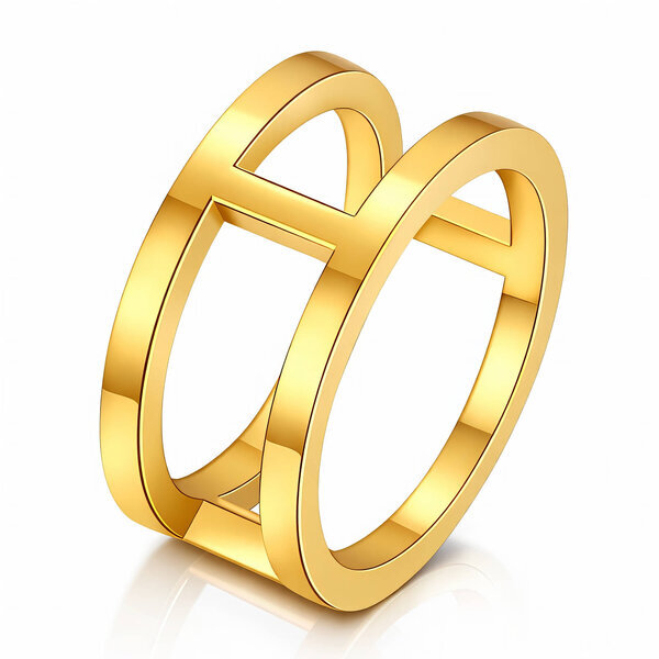 Ring, 18K Gold Plated Steel