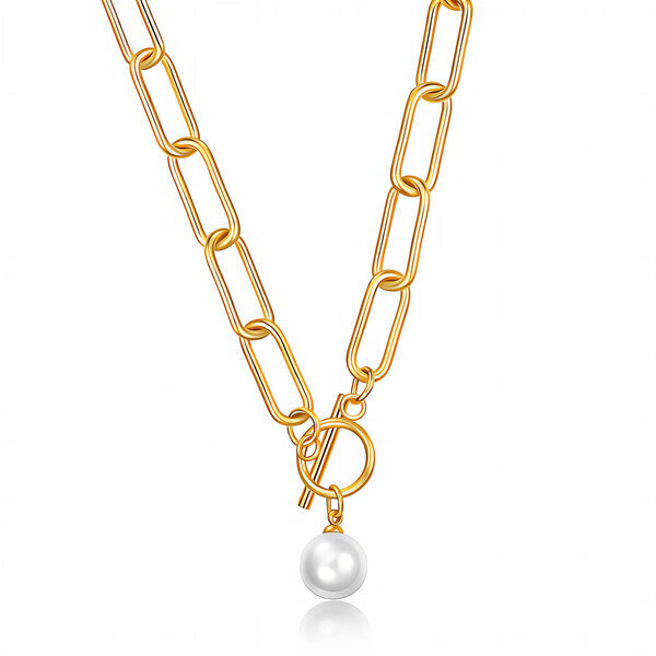 Necklace, 18K Gold Plated Steel