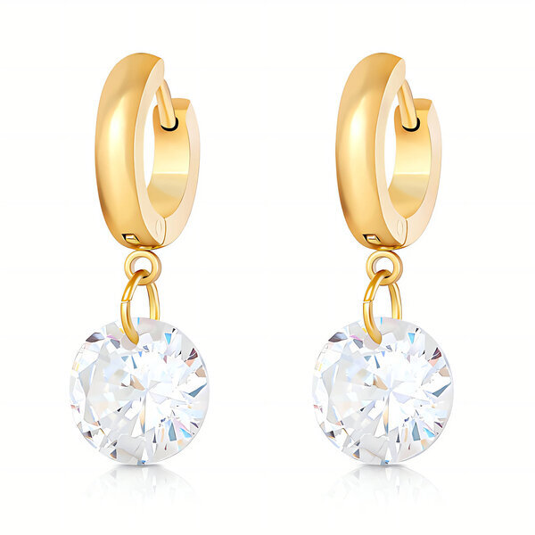 Earrings, 18K Gold Plated Steel