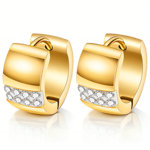 Earrings, 18K Gold Plated Steel