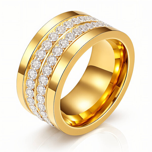 Ring, 18K Gold Plated Steel
