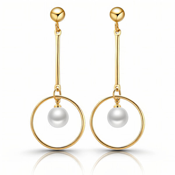 Earrings, 18K Gold Plated Steel