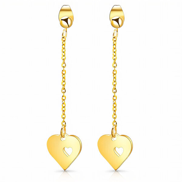 "Hearts" Earrings, 18K Gold Plated Steel