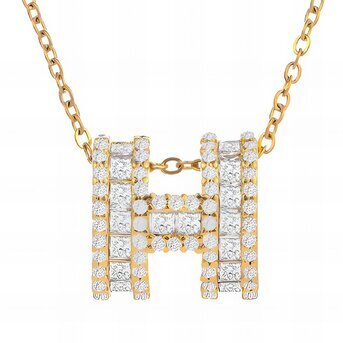 18K gold plated Stainless steel  "Letter "H"" necklace, Intensity