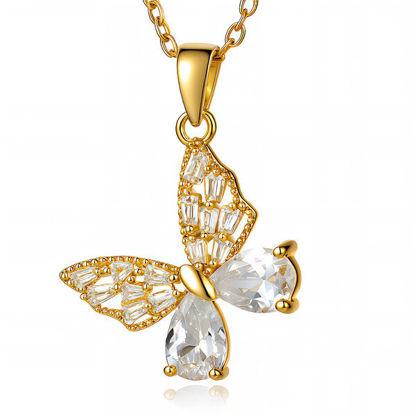 "Butterfly" Necklace, 18K Gold Plated Steel