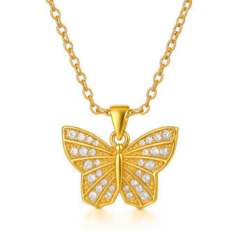 "Butterfly" Necklace, 18K Gold Plated Steel