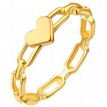 18K gold plated Stainless steel  "Heart" finger ring, Intensity