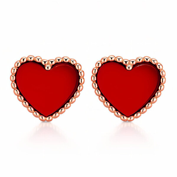"Hearts" Earrings, 18K Gold Plated Steel