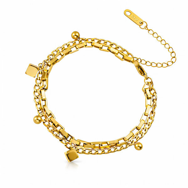 Bracelet, 18K Gold Plated Steel