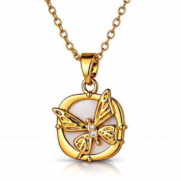 "Butterfly" Necklace, 18K Gold Plated Steel