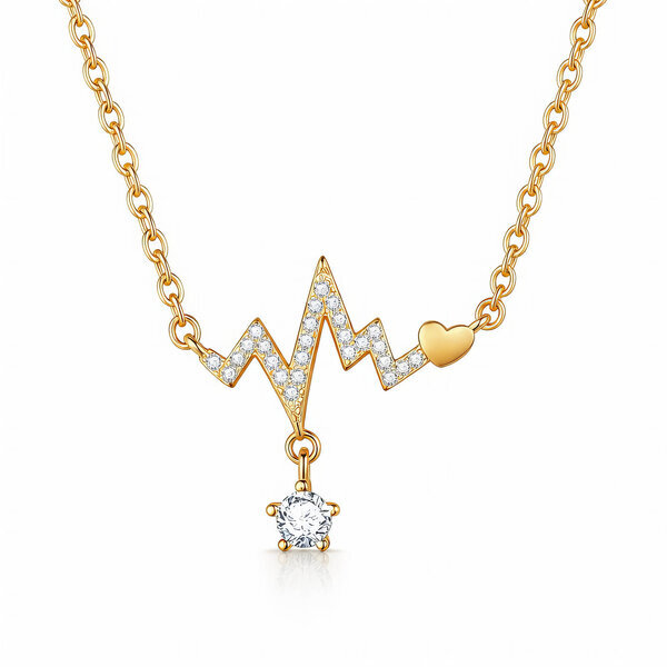 "Heart" Necklace, 18K Gold Plated Steel
