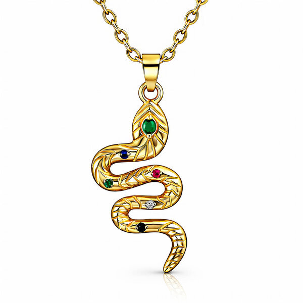 "Snake" Necklace, 18K Gold Plated Steel