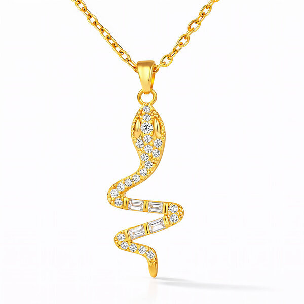 "Snake" Necklace, 18K Gold Plated Steel
