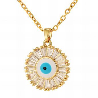 18K gold plated Stainless steel  "Evil Eye" necklace, Intensity