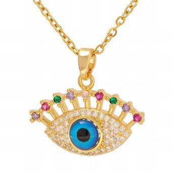 18K gold plated Stainless steel  "Evil Eye" necklace, Intensity