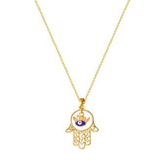 18K gold plated Stainless steel  "evil eye" necklace, Intensity